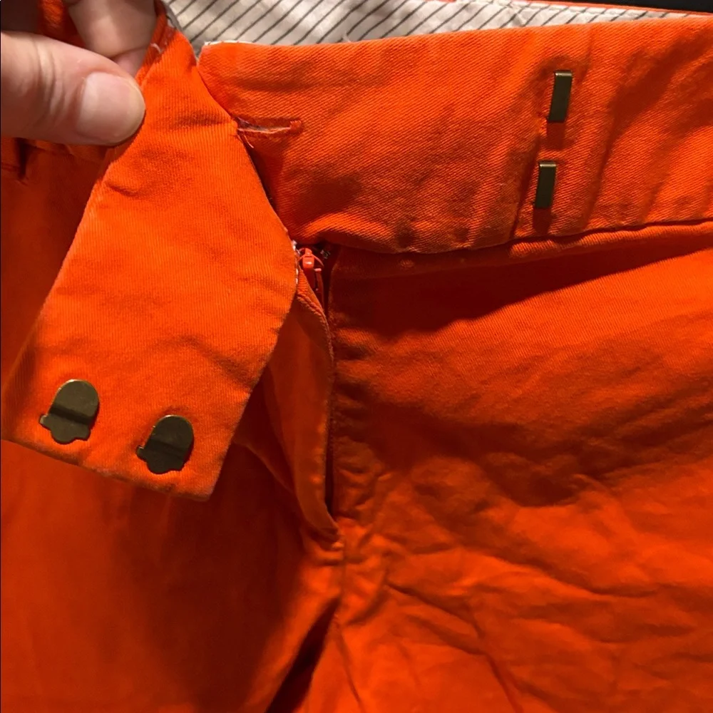 Ann Taylor Loft The Riviera Mid Rise Orange Cotton Blend Chino Preppy Short WN 8